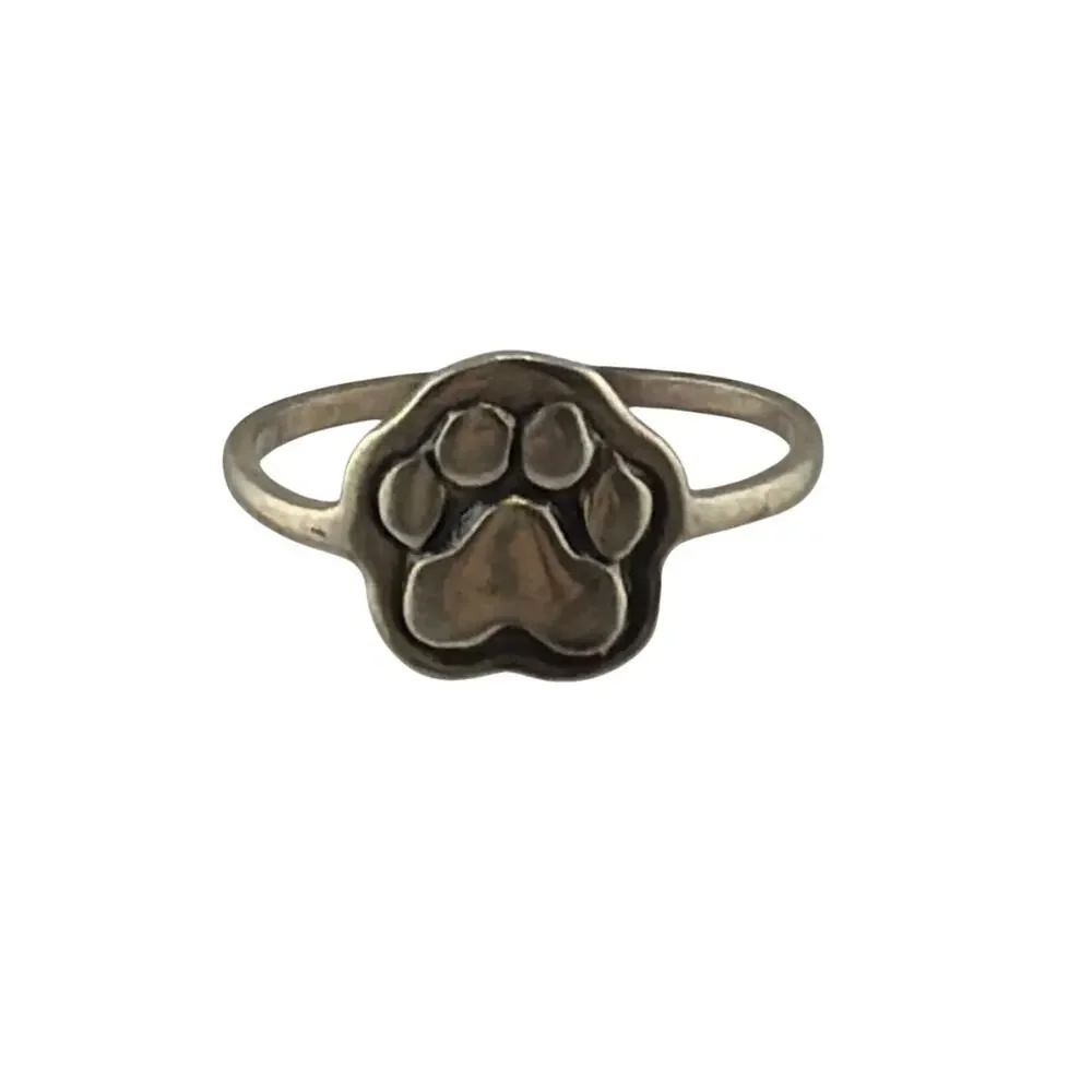 NEW Sterling Silver Artisan Puppy Paw Ring Size 8 Boho Stackable Rings